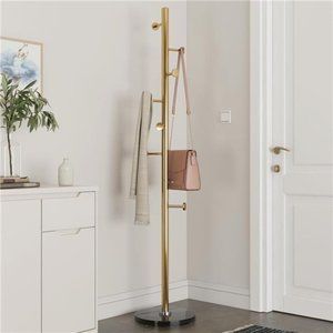 Metal Coat Rack Stand, Free Standing Coat Tree,  Stainless Steel, Marble Base